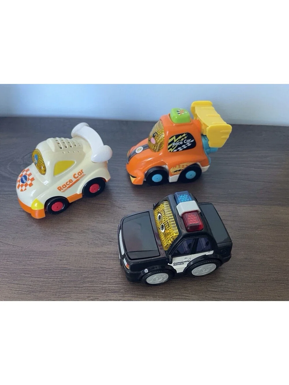 Vtech Go! Go! Smart Wheels Battery Operated Vehicles Lot of 3 Race Car Police